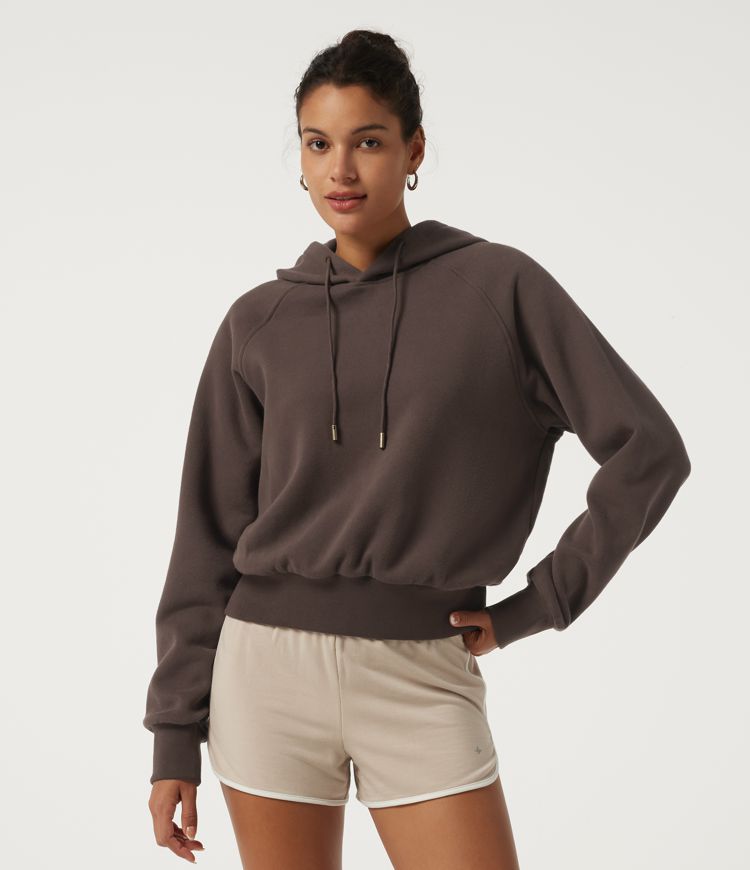 Raglan Long Sleeve Plain Casual Hoodie
