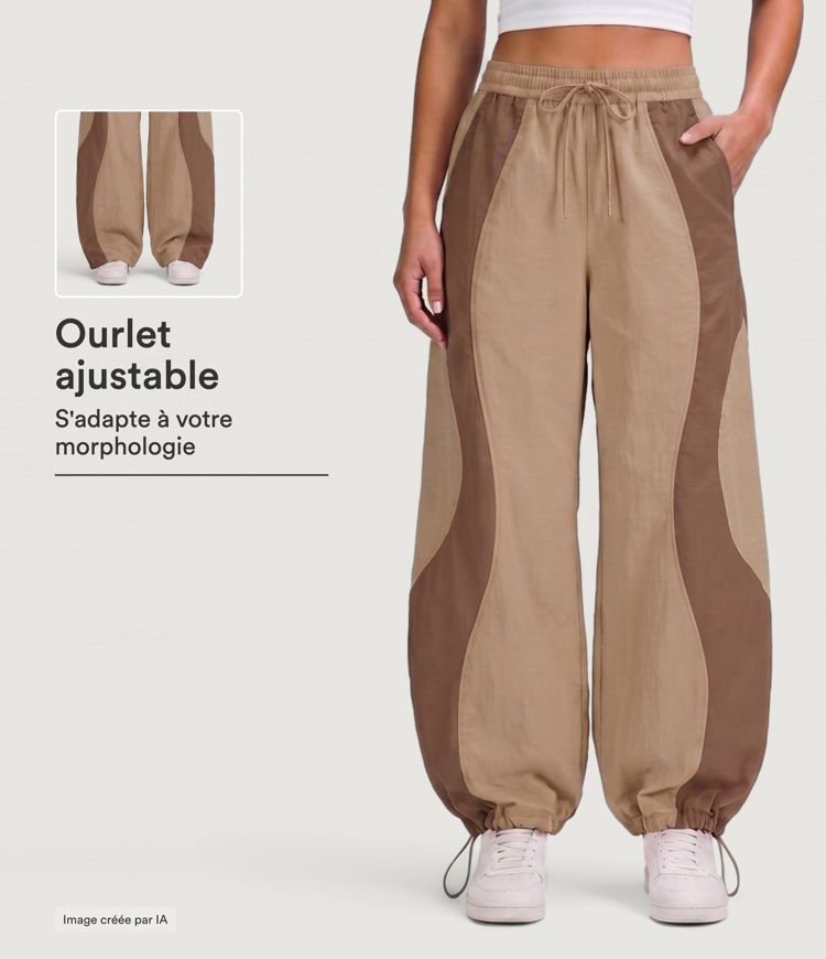 Pantalon à blocs de couleurs effet frais InstantCool à séchage rapide taille haute avec cordon de serrage et poches, protection solaire UPF 40+