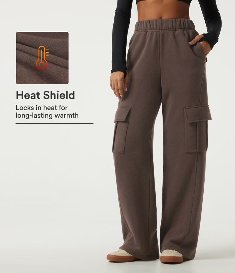 High Waisted Baggy Fleece Casual Sweatpants with Pockets