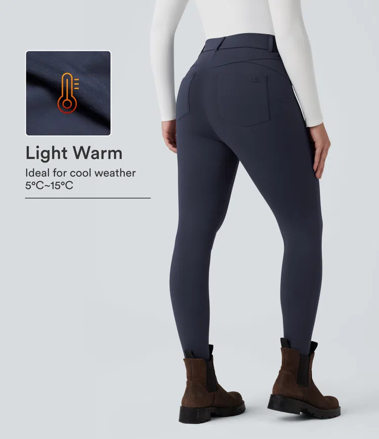 SoftlyZero™ Plush Thermal High Waisted Casual 7/8 Leggings with Pockets