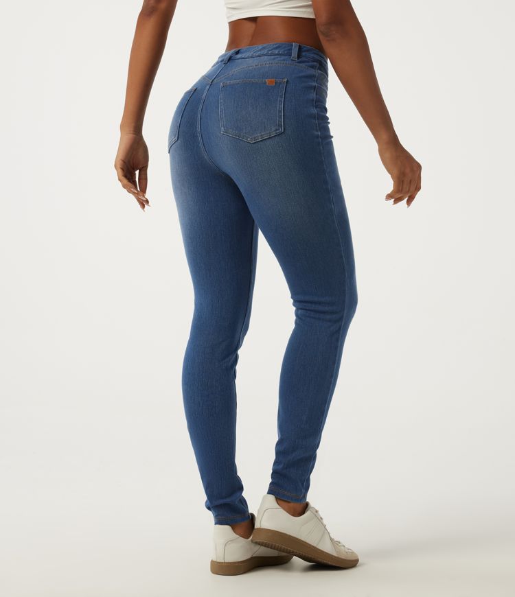 Tide Blue Denim Halara Flex™ High Waisted Ankle-Length Casual Cotton Jeans with Pockets / 2