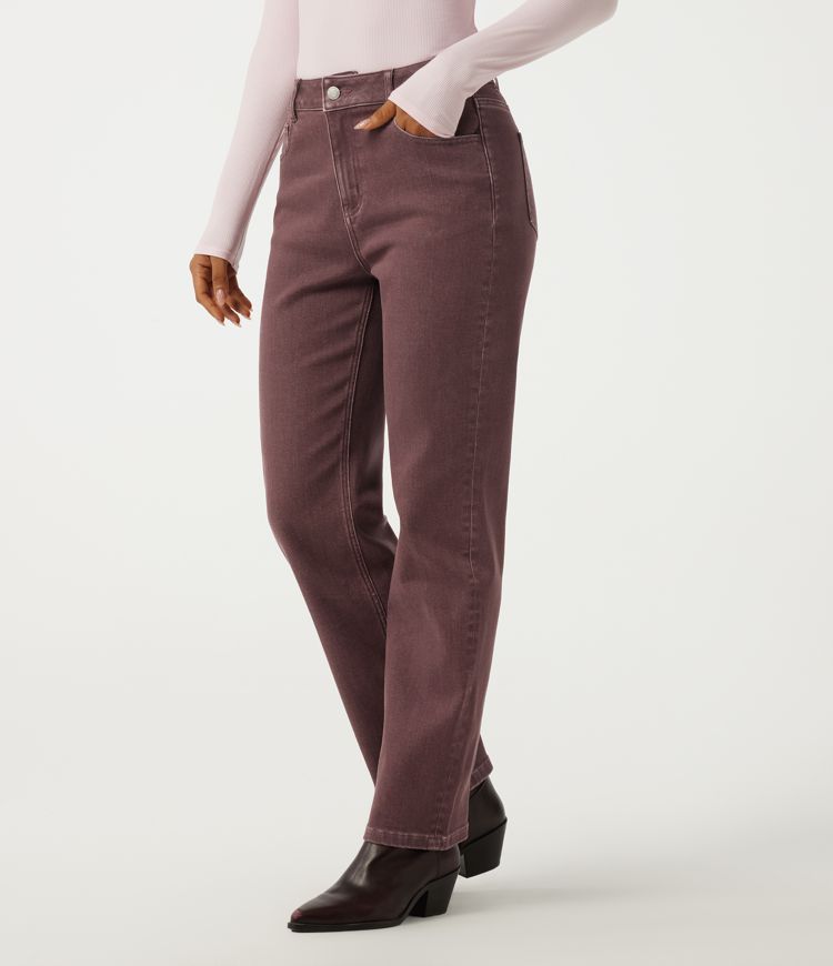 High Waisted Straight Leg Colorful Casual Jeans with Pockets