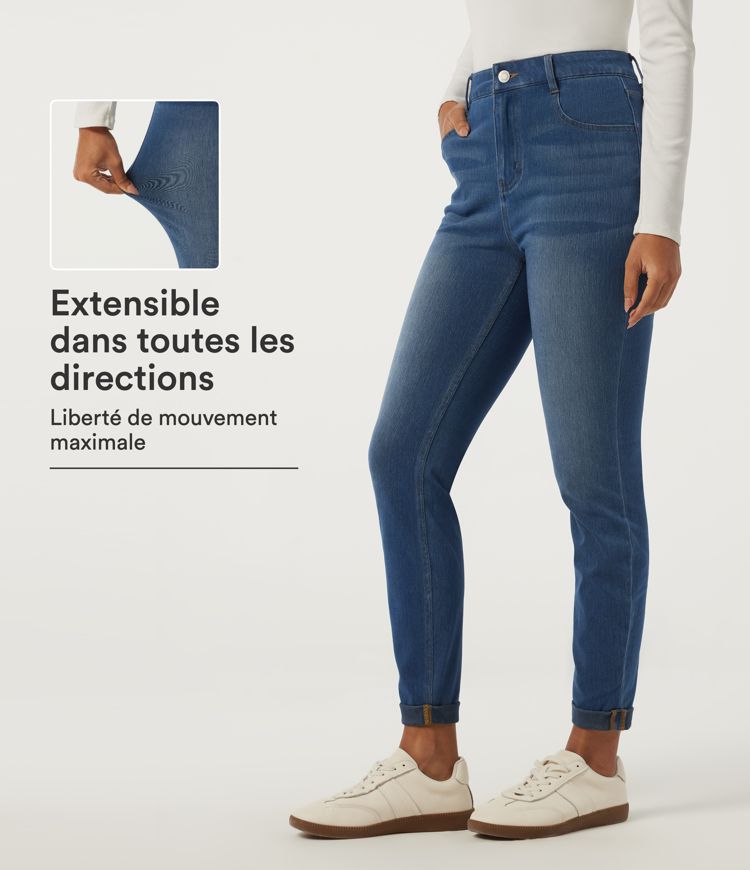 Jean skinny Halara Flex™ taille haute à revers avec poches