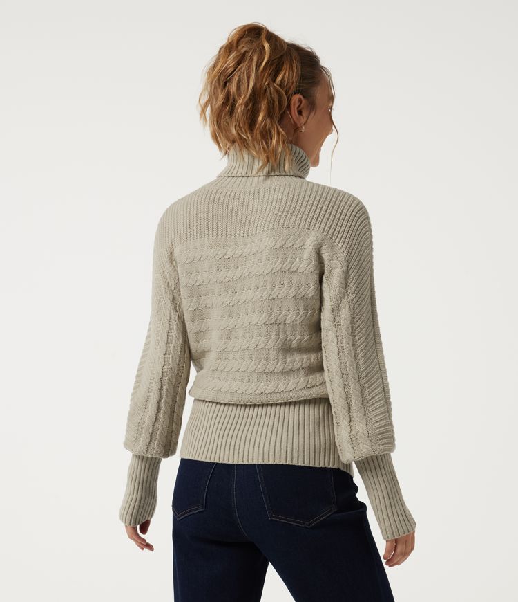 Overcast High Neck Drop Shoulder Long Sleeve Work Sweater / 2