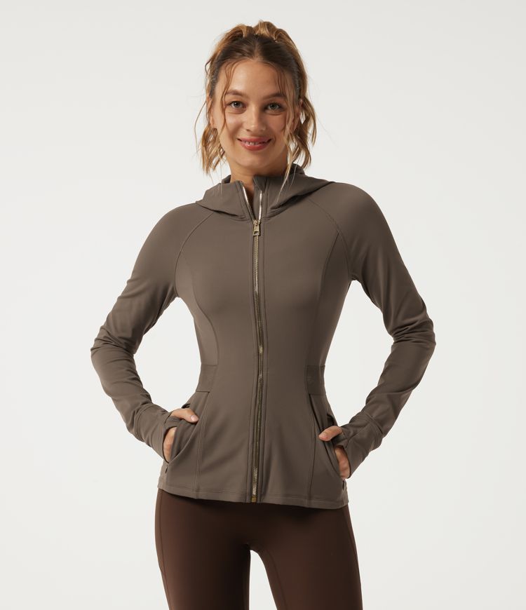 Halara UltraSculpt™ Hooded Raglan Long Sleeve Casual Jacket with Pockets