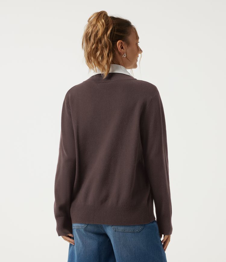Raisin Long Sleeve Work Sweater   / 2