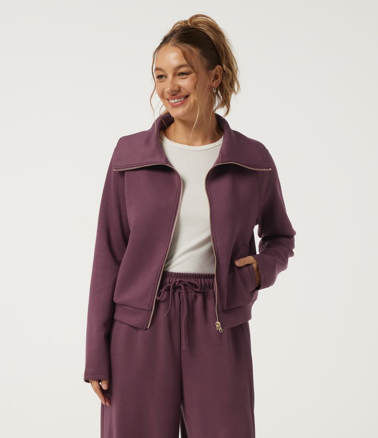 Lapel Collar Long Sleeve Plain Casual Jacket with Pockets