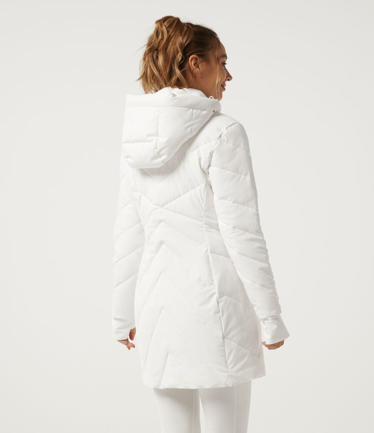 White PuffFlex Hooded Long Sleeve Casual Padded Jacket with Pockets and Thumbholes / 2