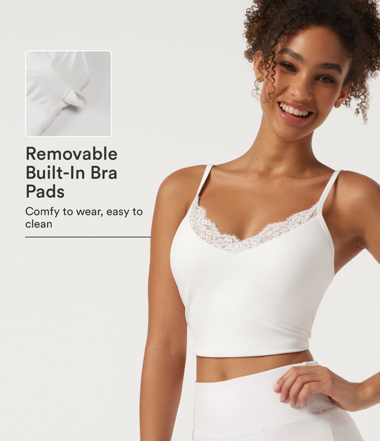 SoftlyZero™ V Neck Contrast Lace Built-in Bra Yoga Sports Bra