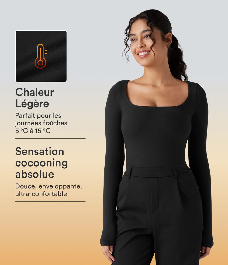 T-shirt réchauffant col échancré manches longues