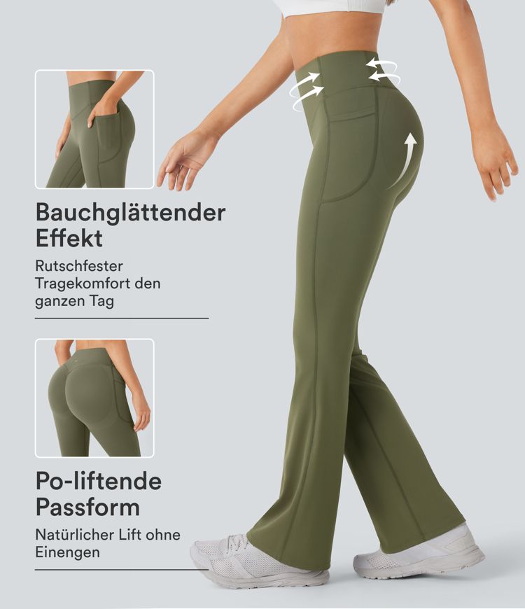 Halara UltraSculpt™ - Formende Bootcut-Yoga-Leggings mit hohem Bund, Tasche, Booty-Scrunch und Bauchkontrolle - Po-Lifting