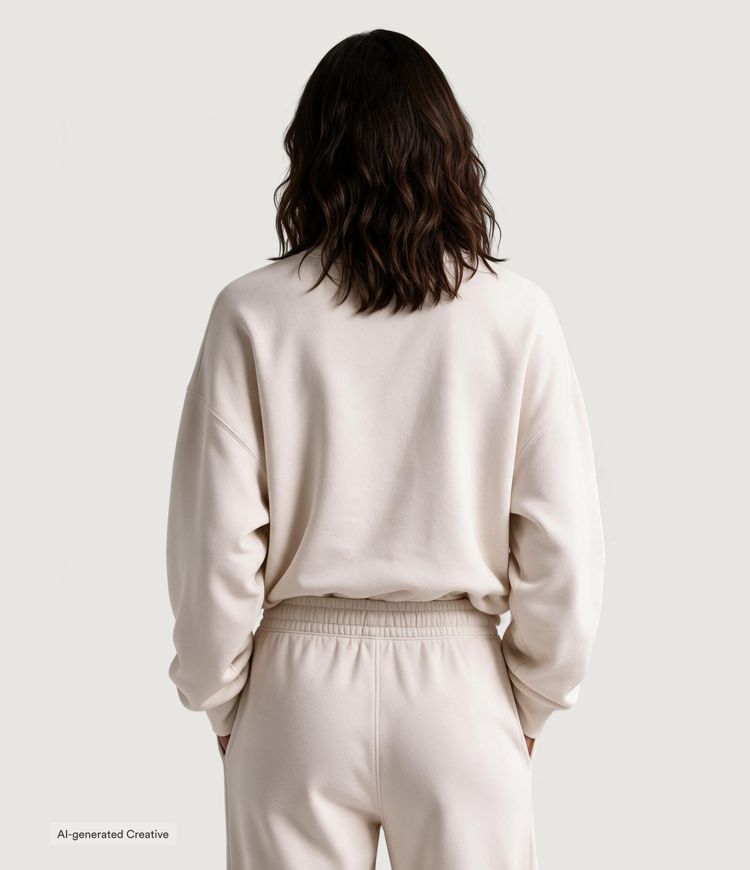White Mock Neck Long Sleeve Casual Sweatshirt / 2