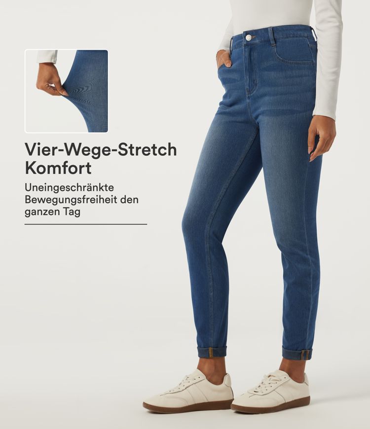 Halara Flex™ - Lässige Jeans mit hohem Bund, mehreren Taschen und gerolltem Saum - skinny fit