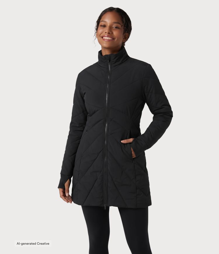 PuffFlex Stand Collar Double Zipper Casual Padded Jacket with Pockets