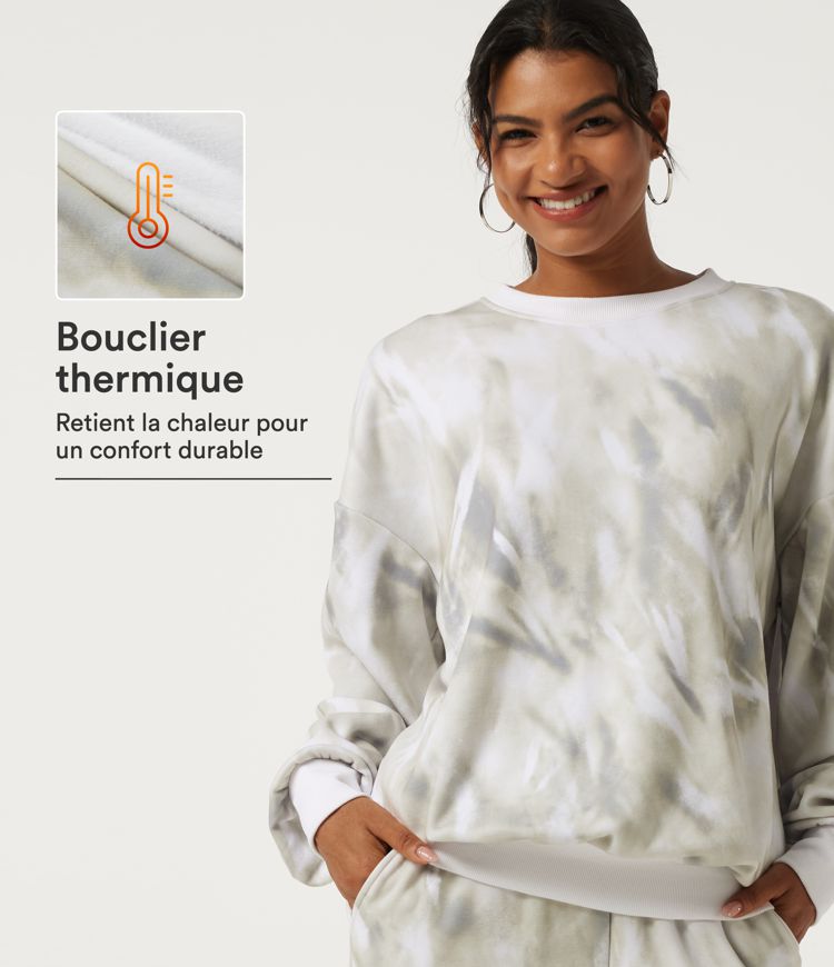 Sweat de sport doublé polaire à col rond et manches longues