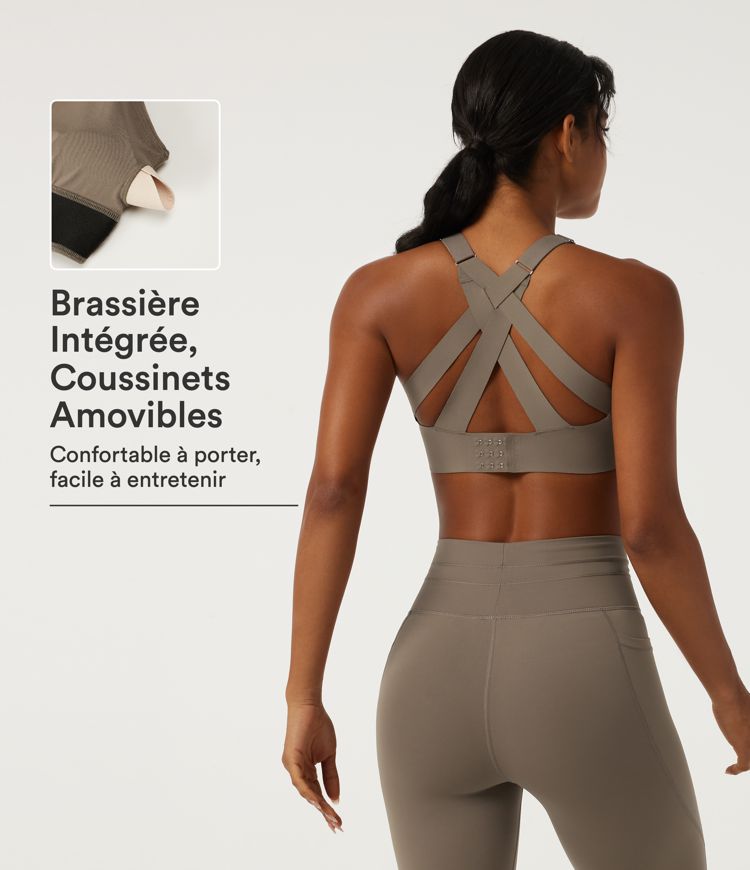 Brassière de sport à décolleté plongeant en V et dos croisé