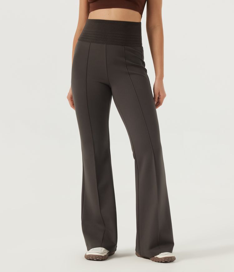 High Waisted Flare Casual Pants with Pockets