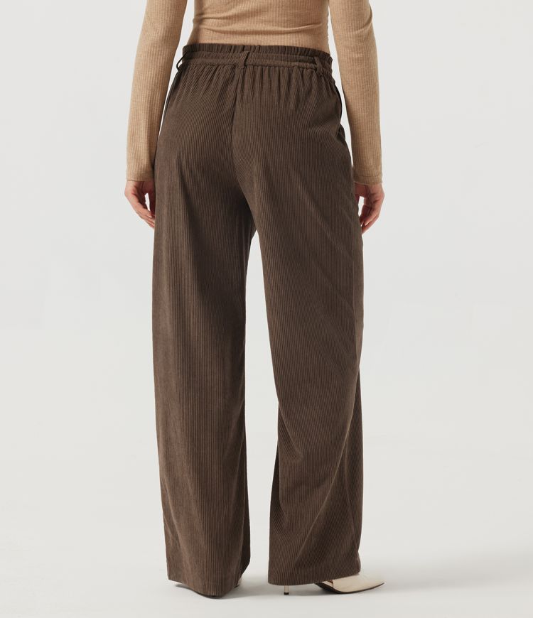 Rain Drum High Waisted Wide Leg Corduroy Casual Pants with Pockets / 2