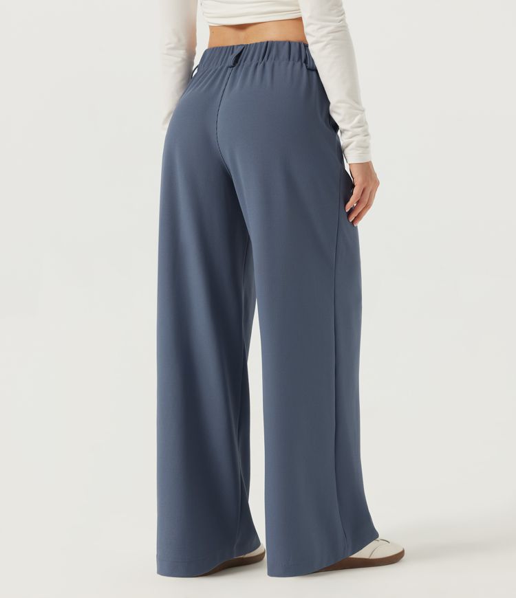 Grisaille Halara Flex™ Low Rise Wide Leg Waffle Work Pants with Pockets / 2
