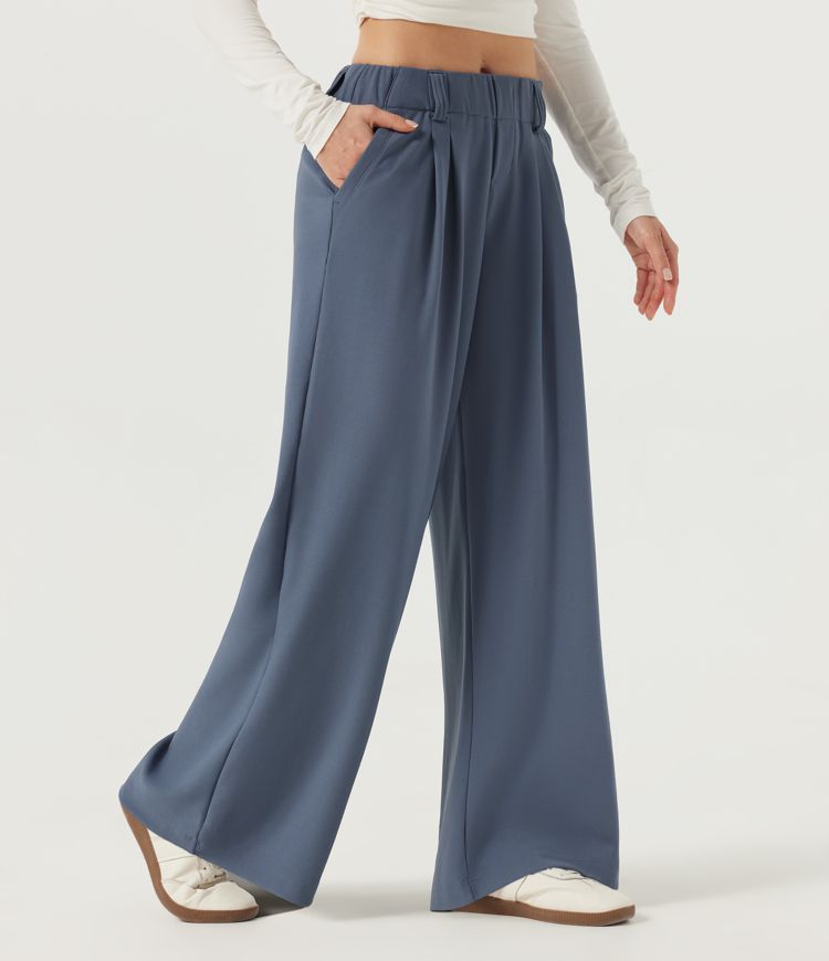 Halara Flex™ Low Rise Wide Leg Waffle Work Pants with Pockets