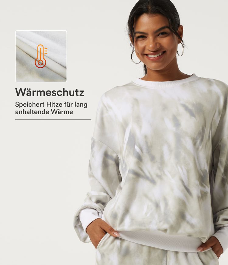 Lässiges Fleece Sport-Sweatshirt mit Rundhalsausschnitt und langen Ärmeln