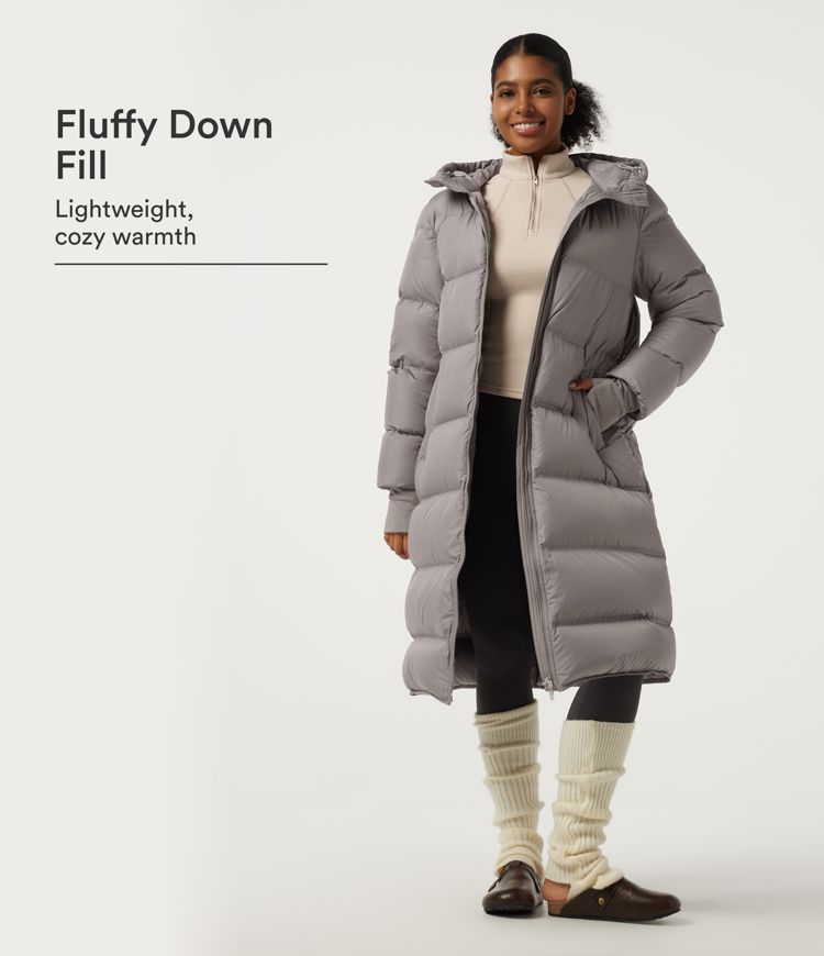 Stand Collar Long Sleeve Puffer Casual Down Jacket with Removable Hood and Pockets