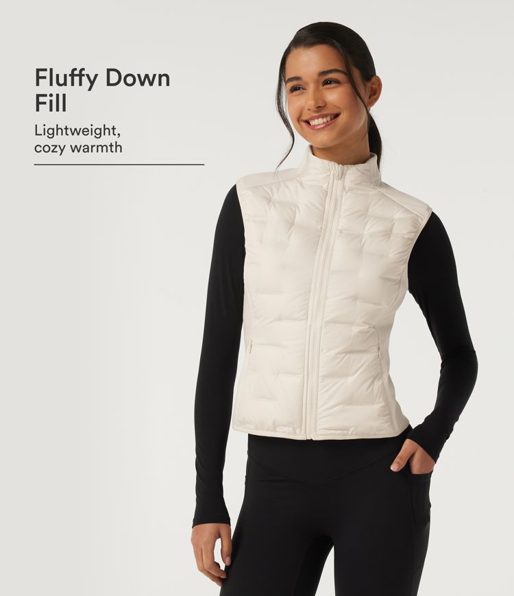 High Neck Sleeveless Quilted Casual Down Vest with Pockets