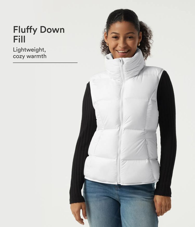 High Neck Quilted Puffer Casual Down Vest with Pockets
