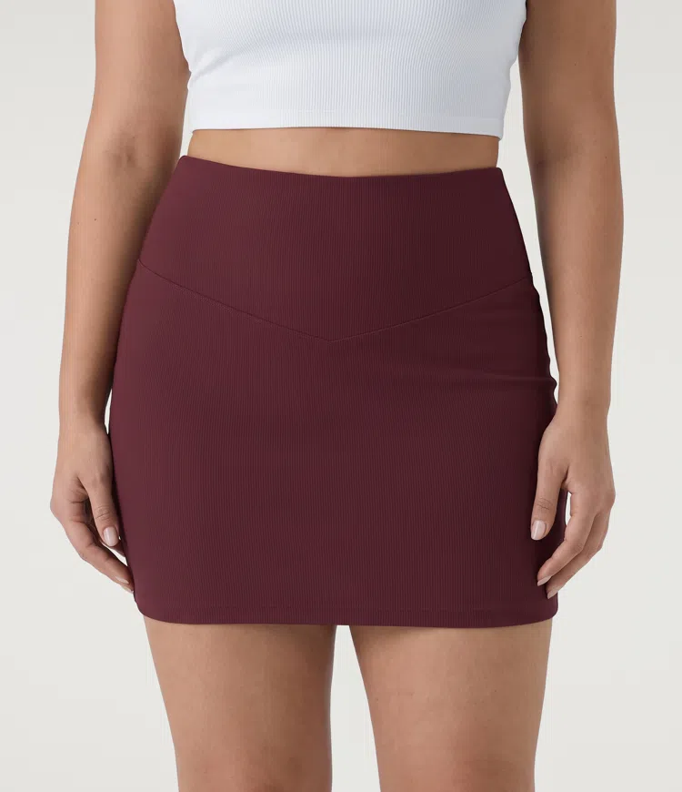 Plus Size Patitoff™ Flow Pet Hair Resistant High Waisted Tummy Control 2-in-1 Bodycon Mini Casual Skirt