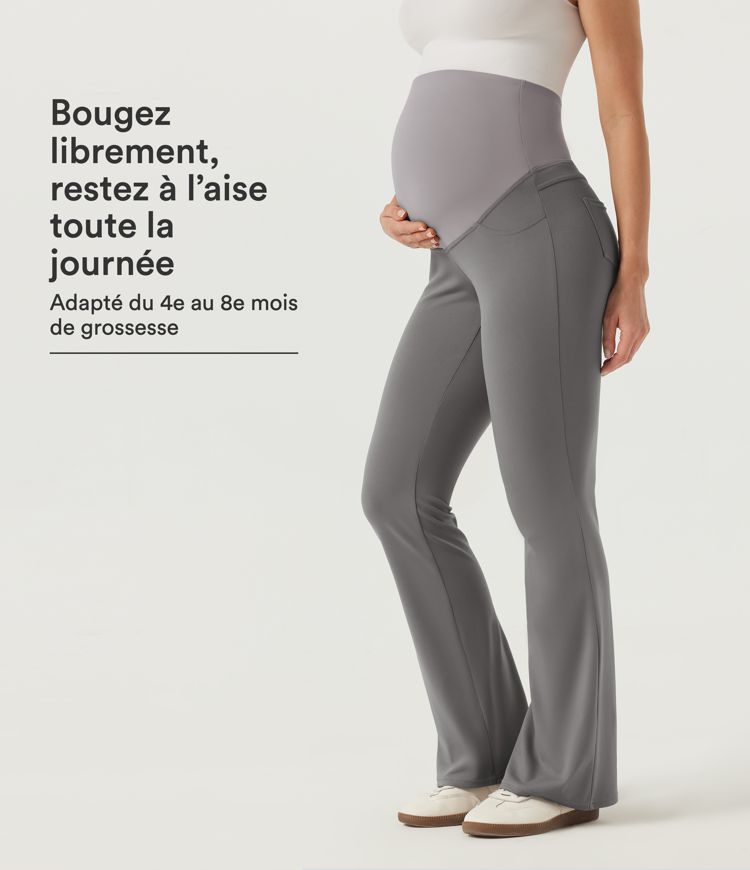 Silent Storm Pantalon de yoga de grossesse évasé Halara DayStretch™ taille haute avec poches / 1