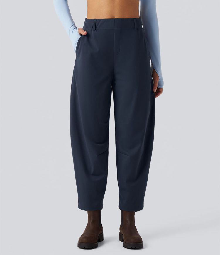 DayStretch High Waisted Barrel Leg Dance Trousers with Pockets