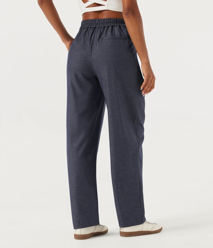 Indigo Vibes Pantalon décontracté taille haute à jambe en forme de tonneau avec poches / 2