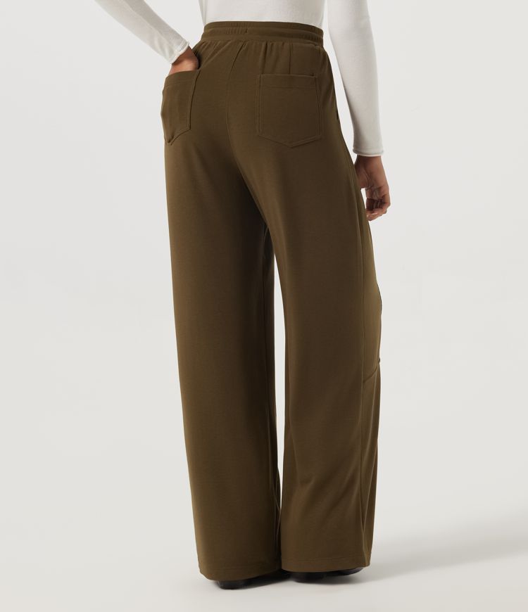 Dark Earth Pantalon thermique ample taille haute à cordon avec poches / 2