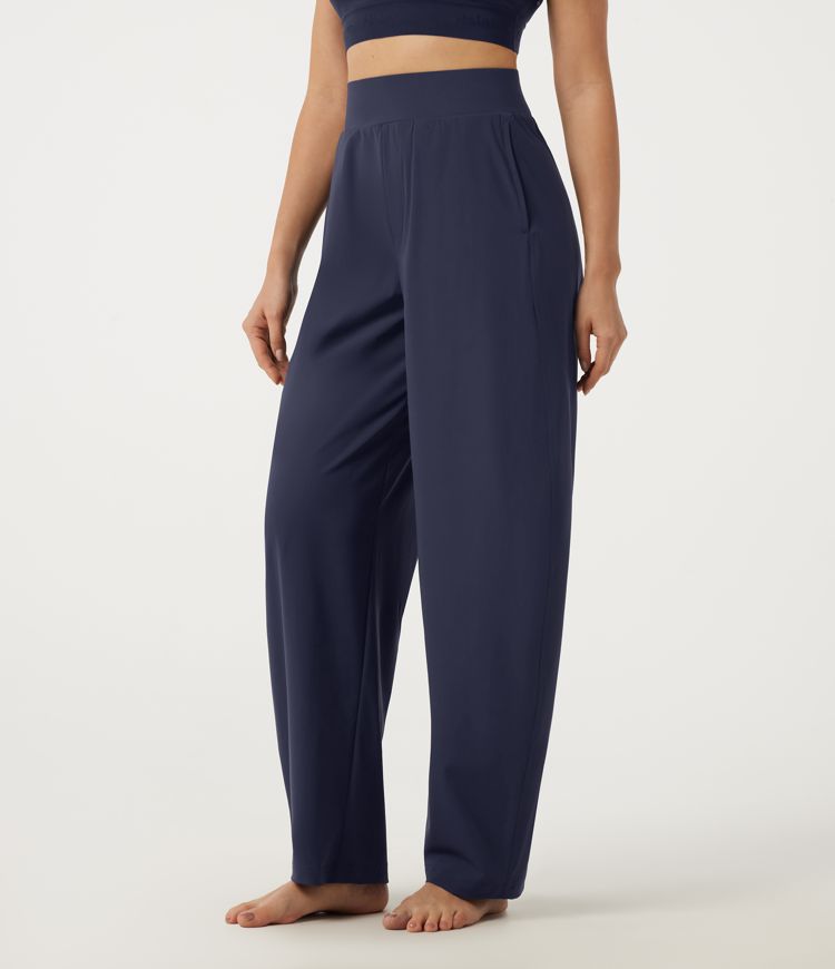 High Waisted Barrel Leg Tennis Pants with Pockets