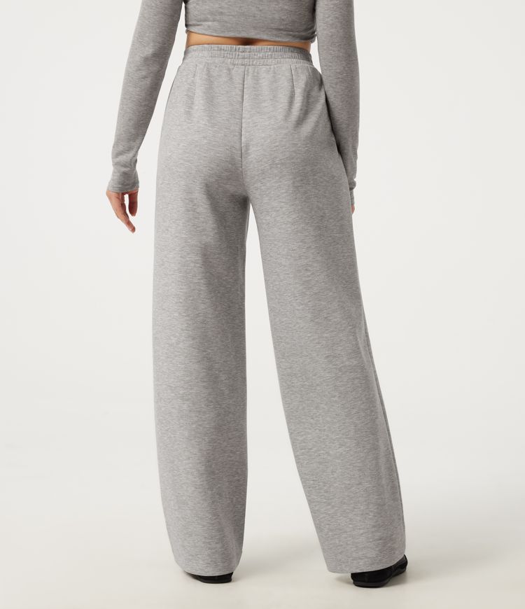 Fog Gray High Waisted Straight Leg Casual Sweatpants with Pockets / 2