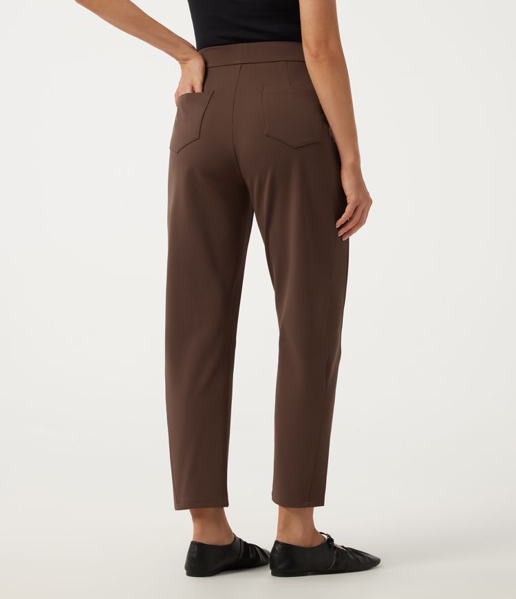 Bison High Waisted Barrel Leg Fleece Casual Pants with Pockets / 2