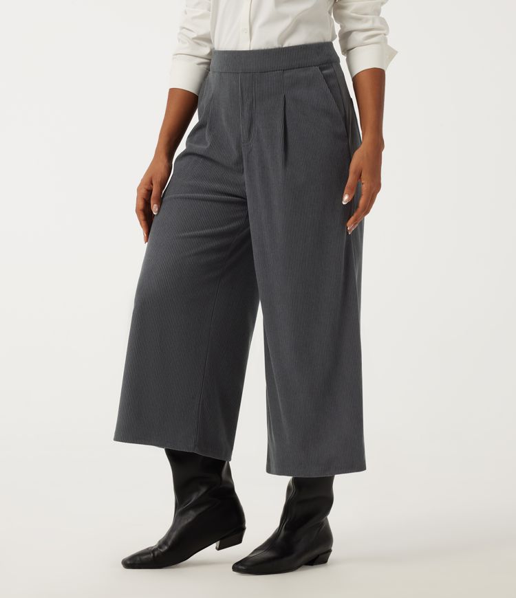 High Waisted Wide Leg Corduroy Casual Pants with Pockets