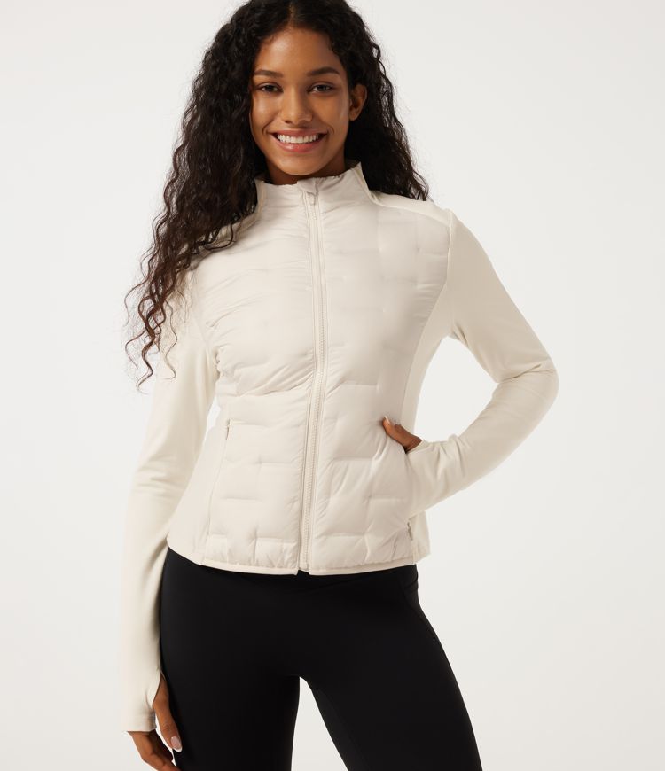 Mock Neck Long Sleeve Casual Down Jacket with Pockets
