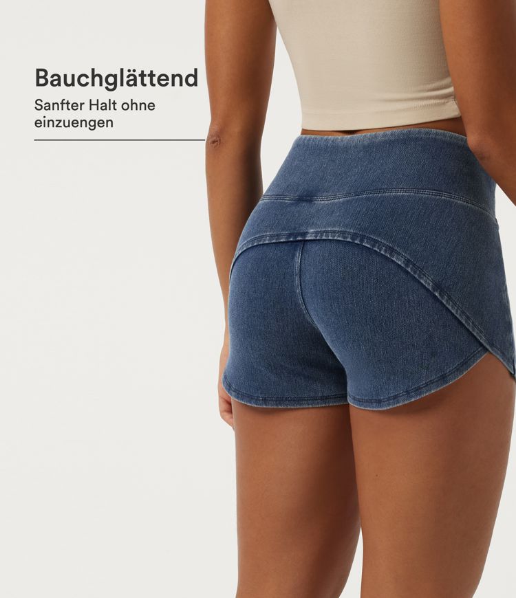 Halara Flex™ - Lässige Denim-Shorts mit niedrigem Bund, Seitentaschen und Bauchkontrolle - 7,6 cm, skinny fit