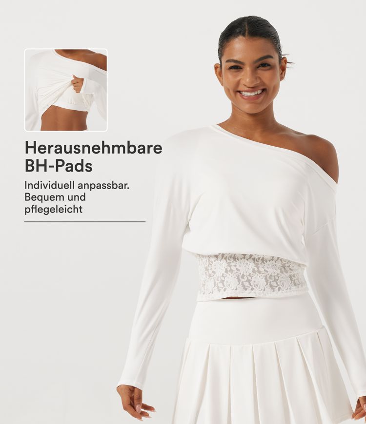 Softlyzero™ Airy - Yoga-Sport-Top mit integriertem BH, langen Ärmeln und One-Shoulder-Design