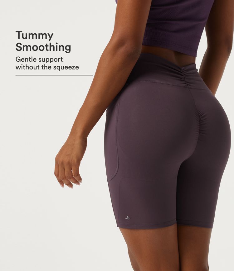Dusky Evening purple High Waisted Tummy Control Quick Dry Training Bikers 7" with Pockets / 1
