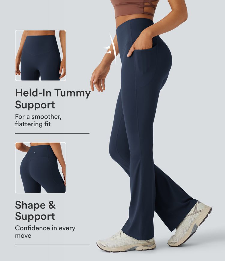 Halara UltraSculpt™ High Waisted Tummy Control Pocket Shaping Yoga Bootcut Leggings