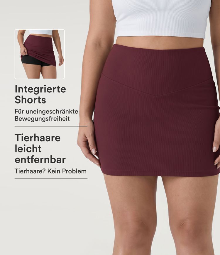 Plus Size Patitoff™ Flow - Lässiger, figurbetonter 2-in-1 Minirock mit hohem Bund und Bauchkontrolle - tierhaarresistent