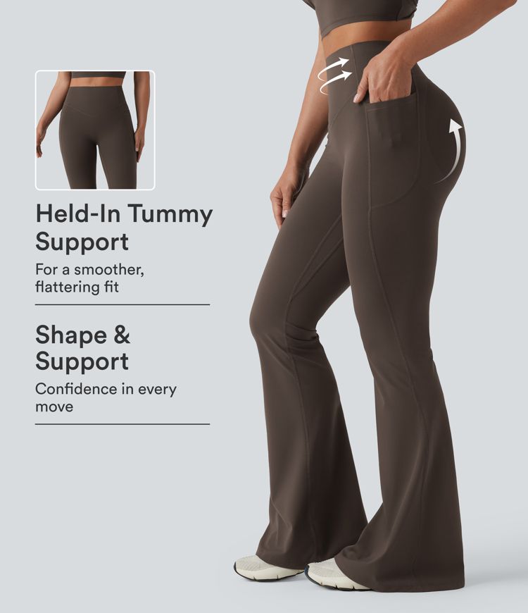 Halara UltraSculpt™ High Waisted Scrunch Butt Lifting Tummy Control Shaping Yoga Flare Leggings with Pockets