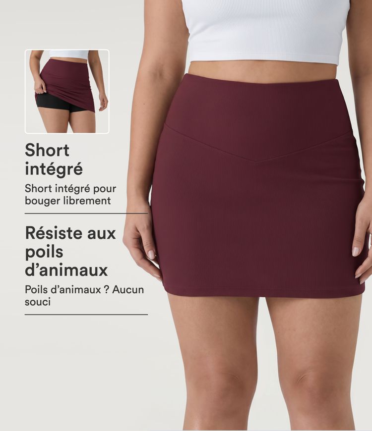Mini-jupe-short grande taille moulante gainante Patitoff™ Flow taille haute anti-poils d’animaux
