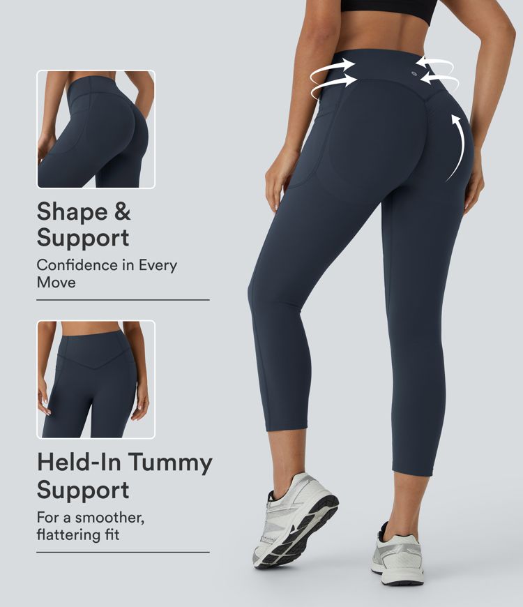 Halara UltraSculpt™ High Waisted Scrunch Butt Lifting Tummy Control Pocket Shaping Capri Training Leggings