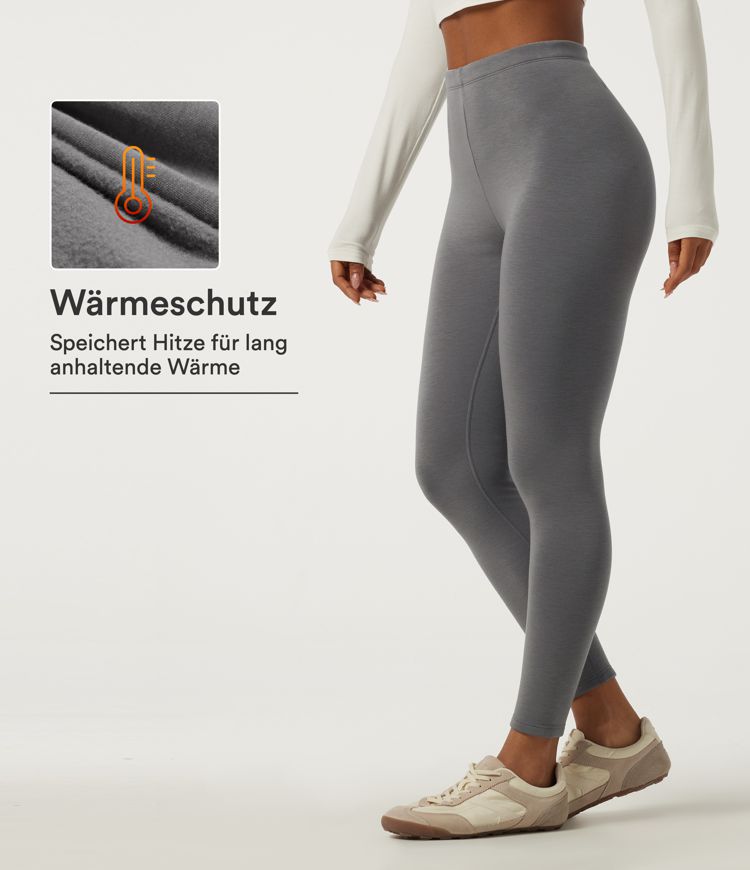 Lässige Fleece-Leggings mit hohem Bund - skinny fit
