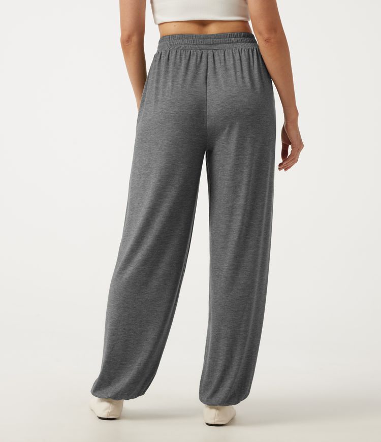 Darl Gray Floral Yarn High Waisted Casual Joggers with Pockets  / 2