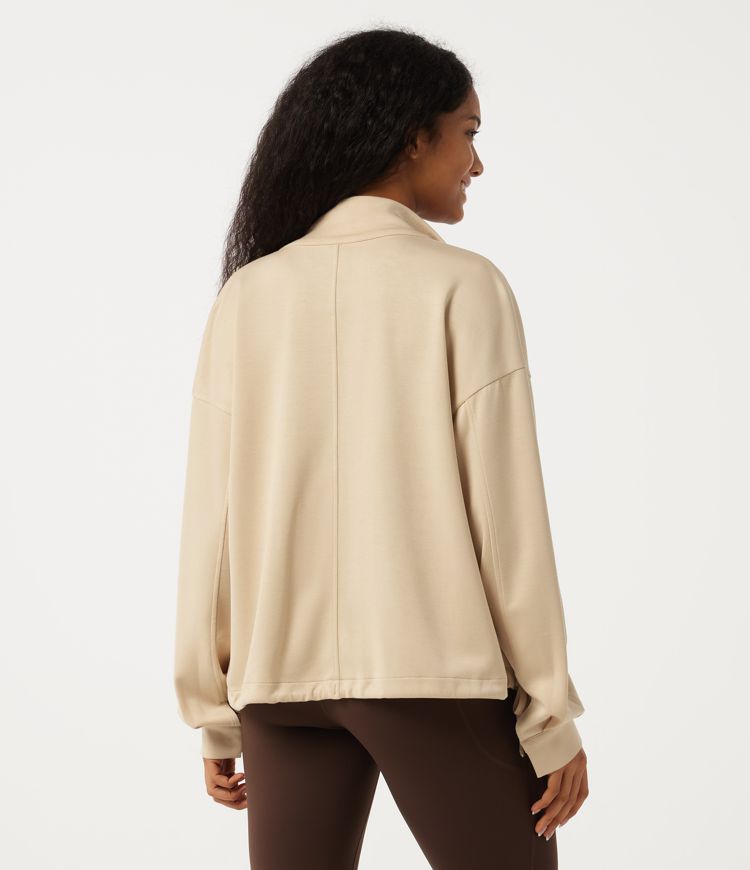 Biscotti Stand Collar Long Sleeve Gathered Hem Casual Jacket with Pockets / 2