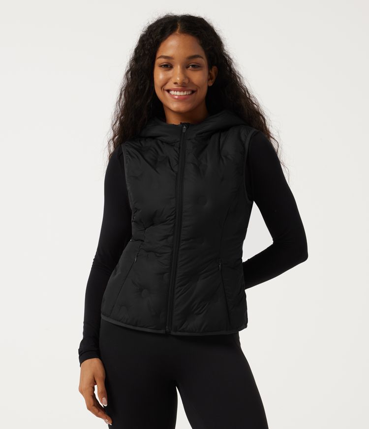High Neck Removable Hood Sleeveless Casual Down Vest with Pockets